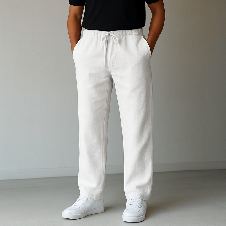 PANTALON EN LIN À CORDON POUR HOMME