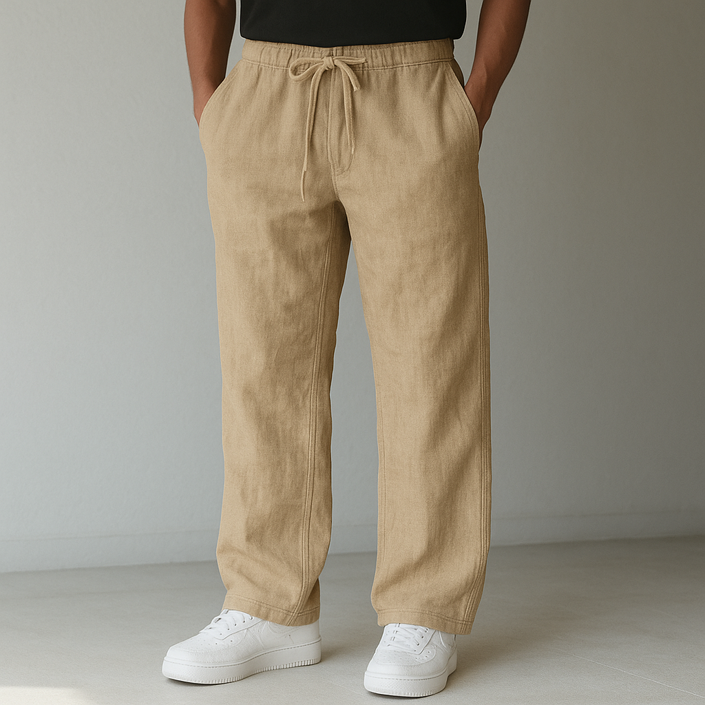 PANTALON EN LIN À CORDON POUR HOMME