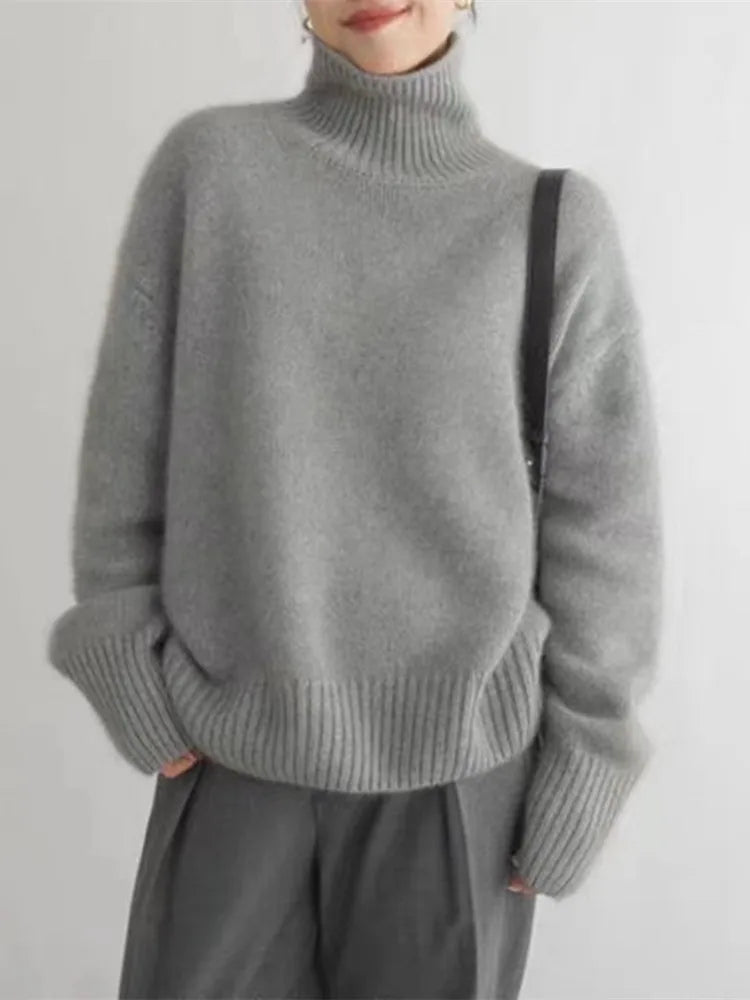 Élise | Pull en cachemire col roulé