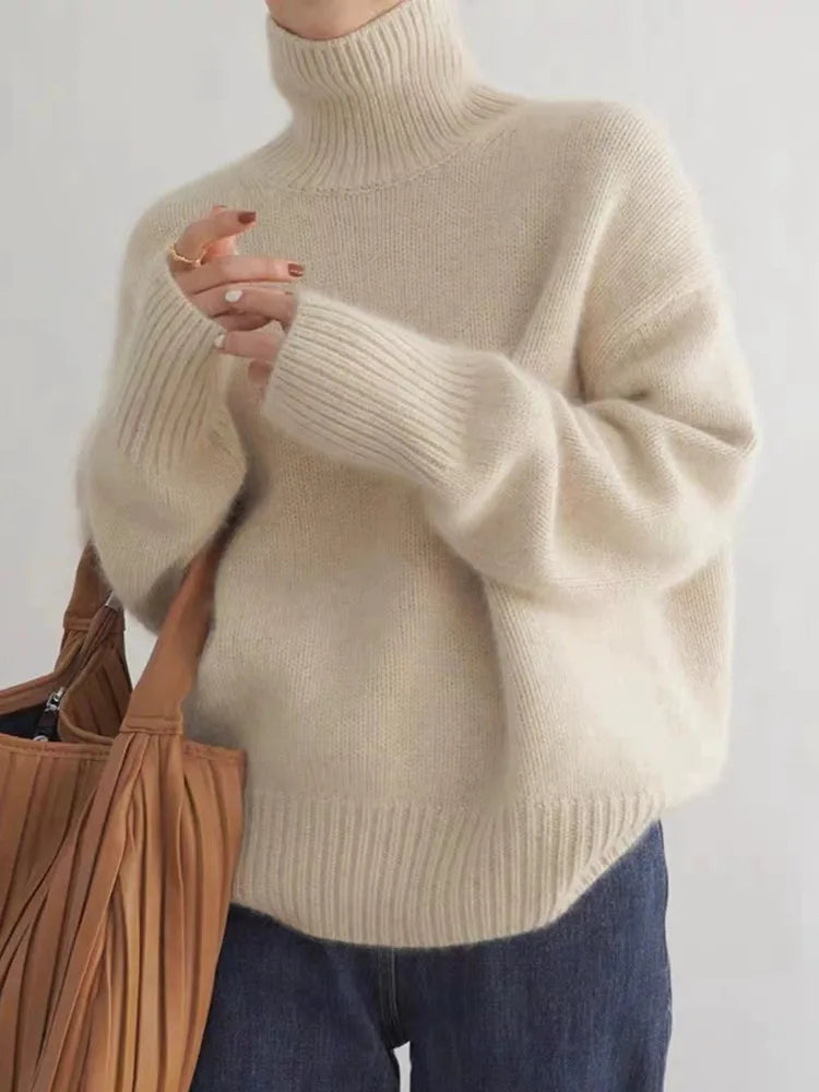 Élise | Pull en cachemire col roulé