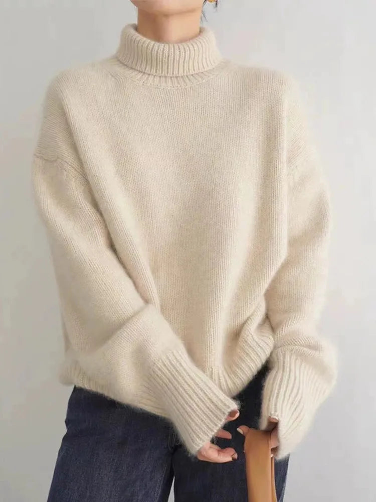 Élise | Pull en cachemire col roulé