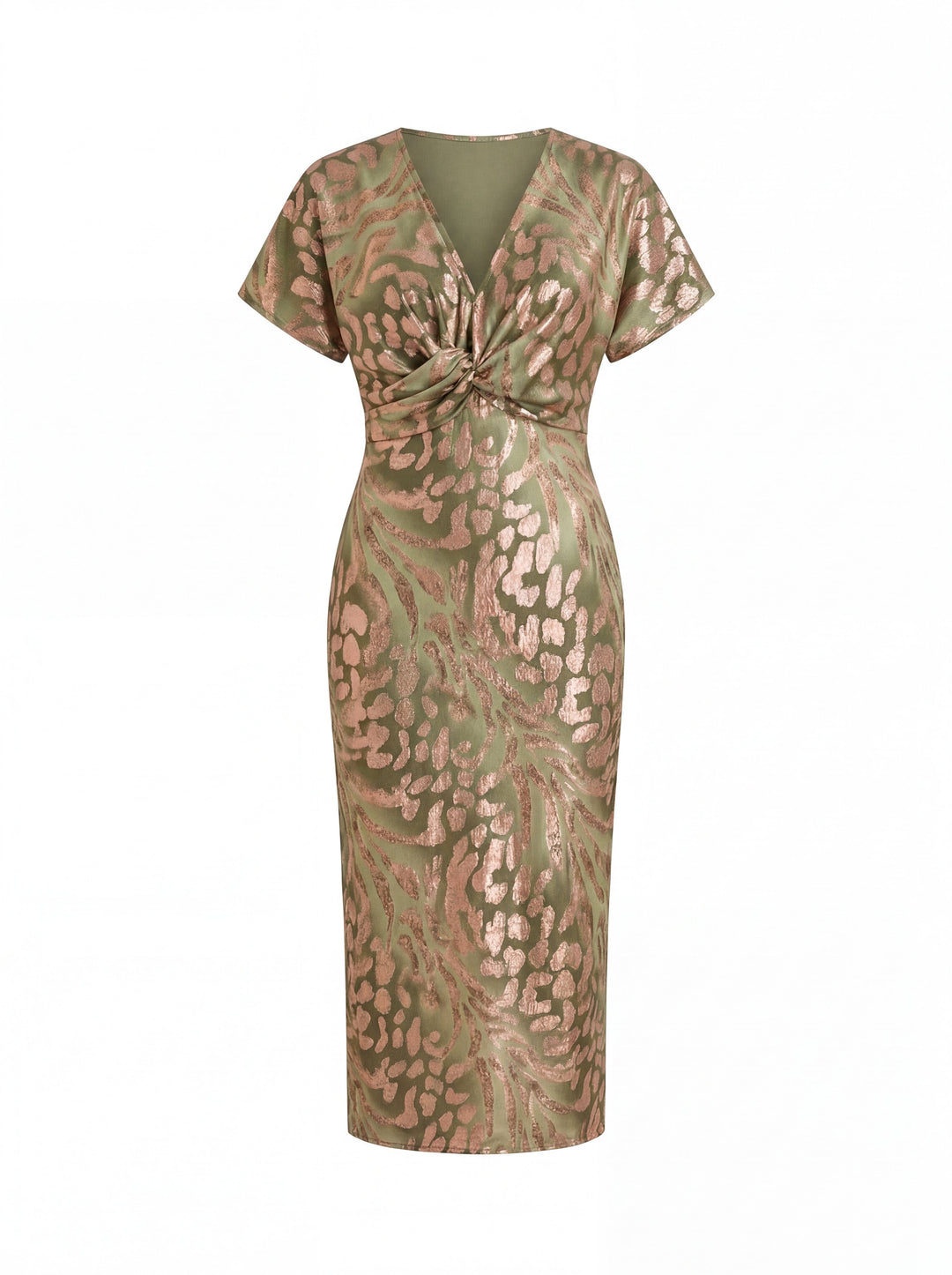 Élise | Robe midi drapée en jacquard précieux