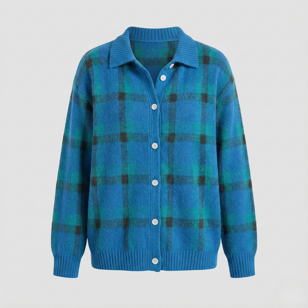 Anna | Cardigan en Tricot Doux à Carreaux