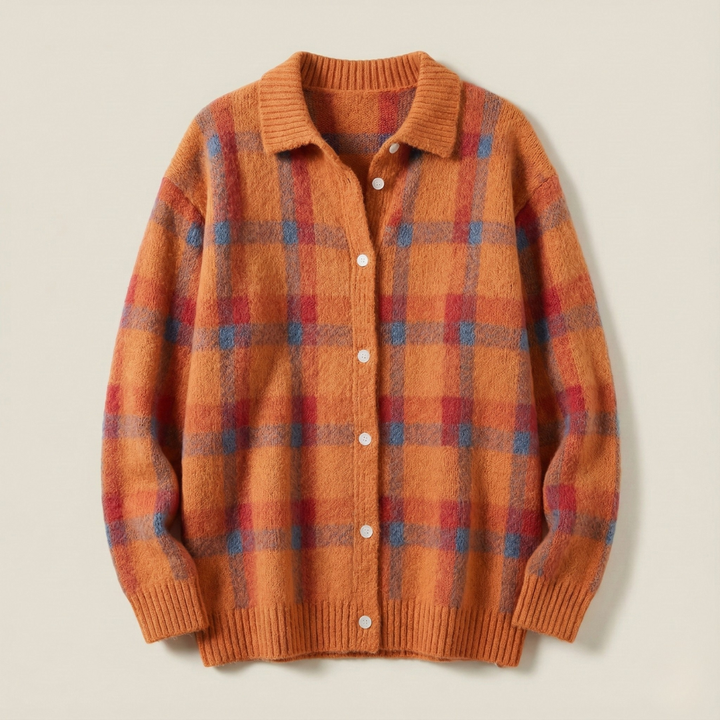Anna | Cardigan en Tricot Doux à Carreaux