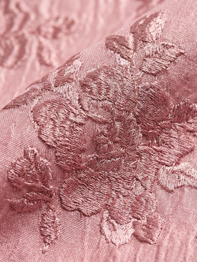 Xanthea | Robe Maxi à Manches Courtes, Ceinturée et Texturée Fleurs