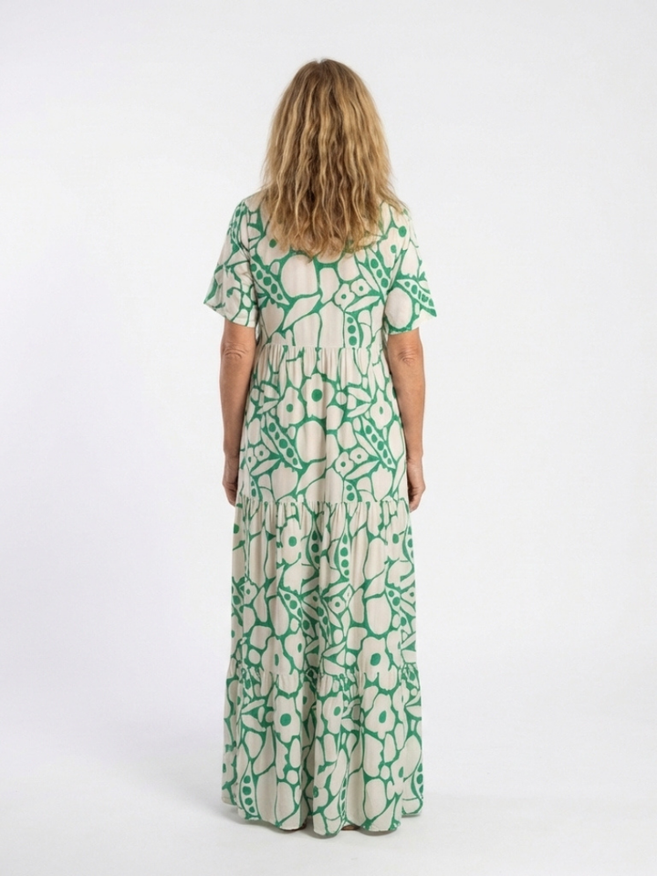 Zuleika | Robe Midi Fleurie à Manches Courtes et Décolleté en V