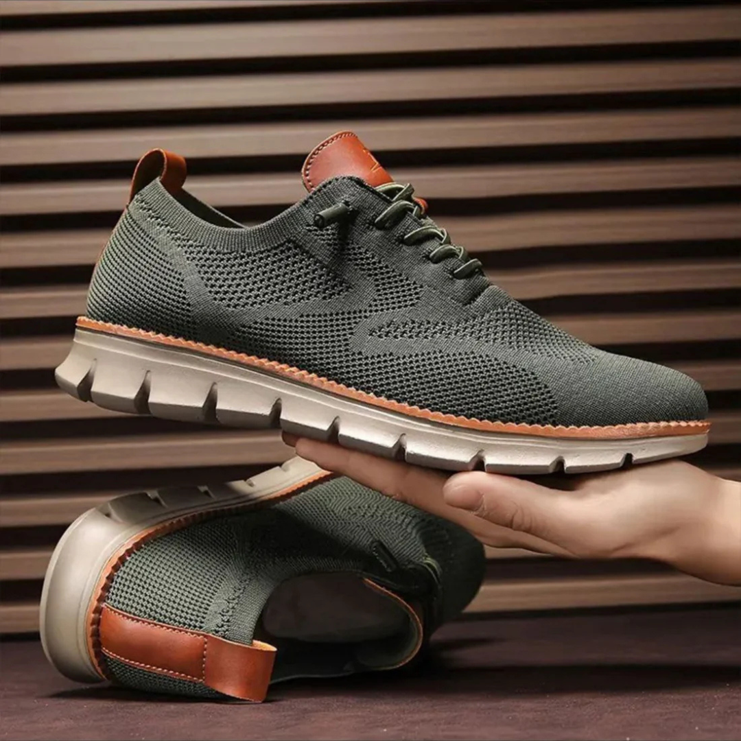 ÉDOUARD | Sneakers confort en maille — renforts cuir