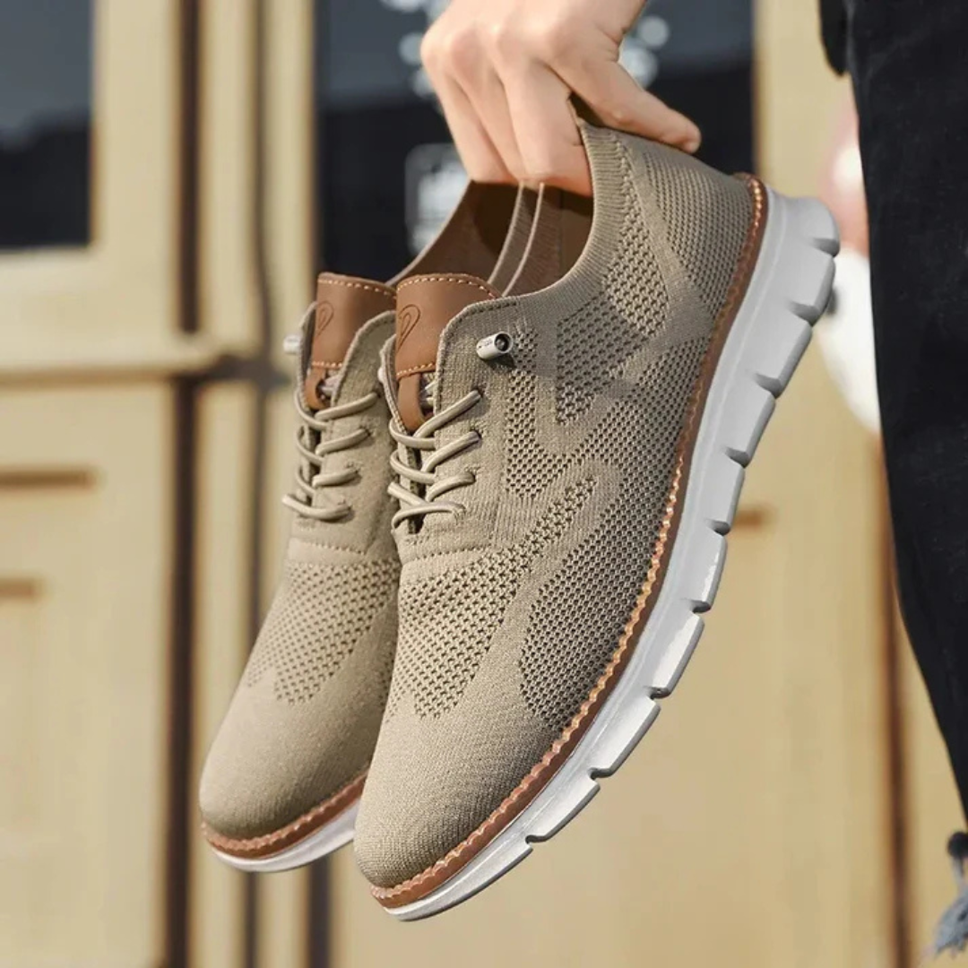 ÉDOUARD | Sneakers confort en maille — renforts cuir