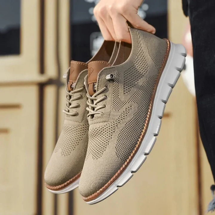 ÉDOUARD | Sneakers confort en maille — renforts cuir