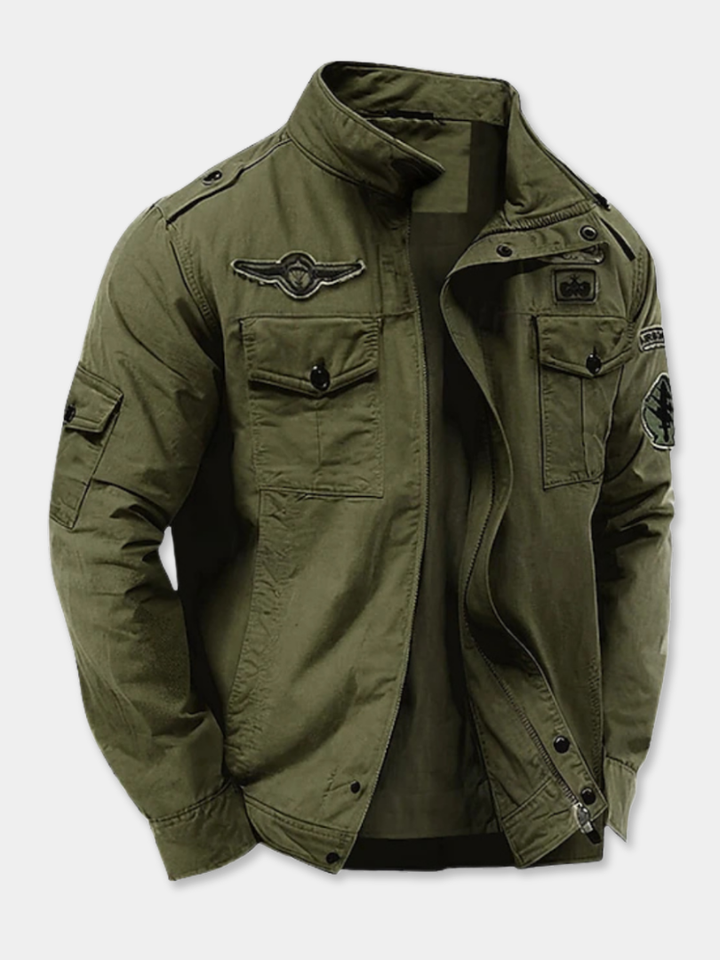 LAURENT | Veste field en toile de coton — col officier et quatre poches