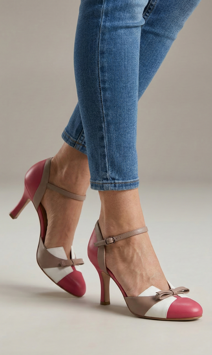 Élise | Talons en cuir à bride cheville et nœud