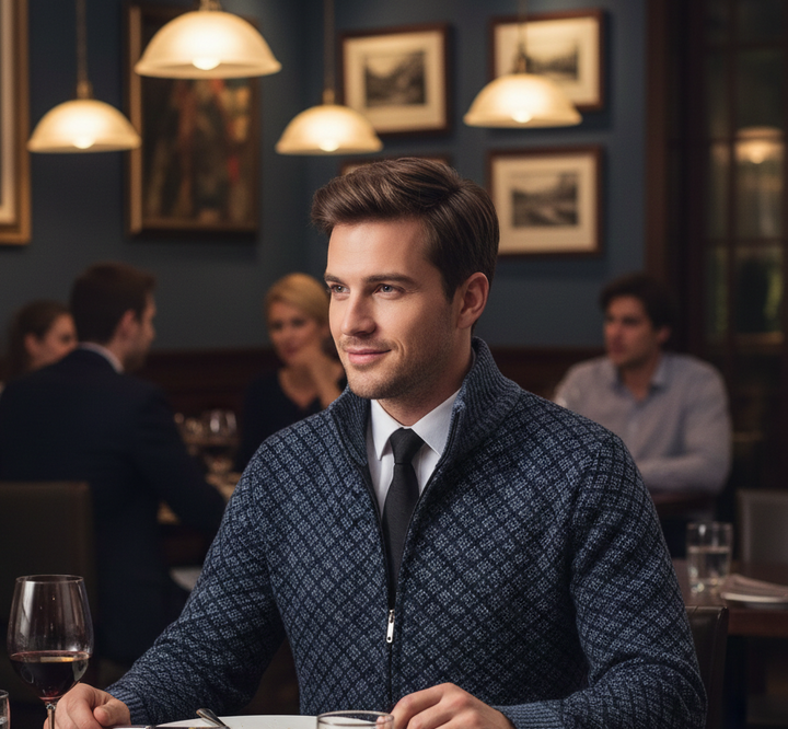 GILET MAILLE GAUFRÉE POUR HOMME