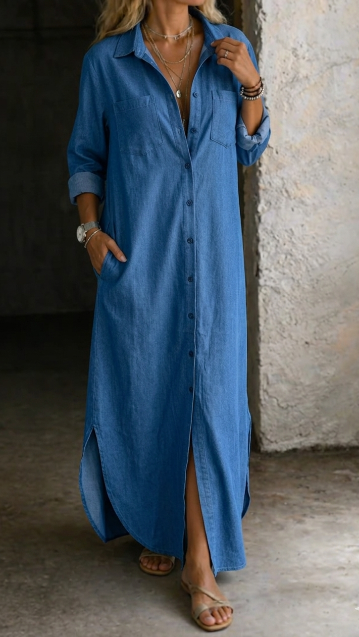 NOÉMIE | Robe-Chemise en Jean Boutonnée