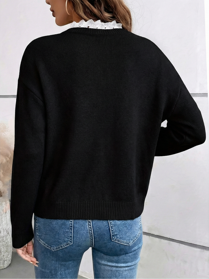 Céline | Pull en cachemire col dentelle