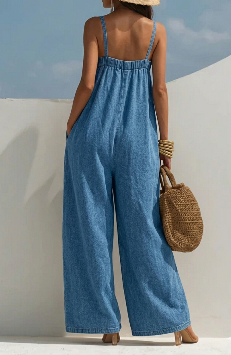 GABRIELLE | Combinaison en Jean Jambe Large