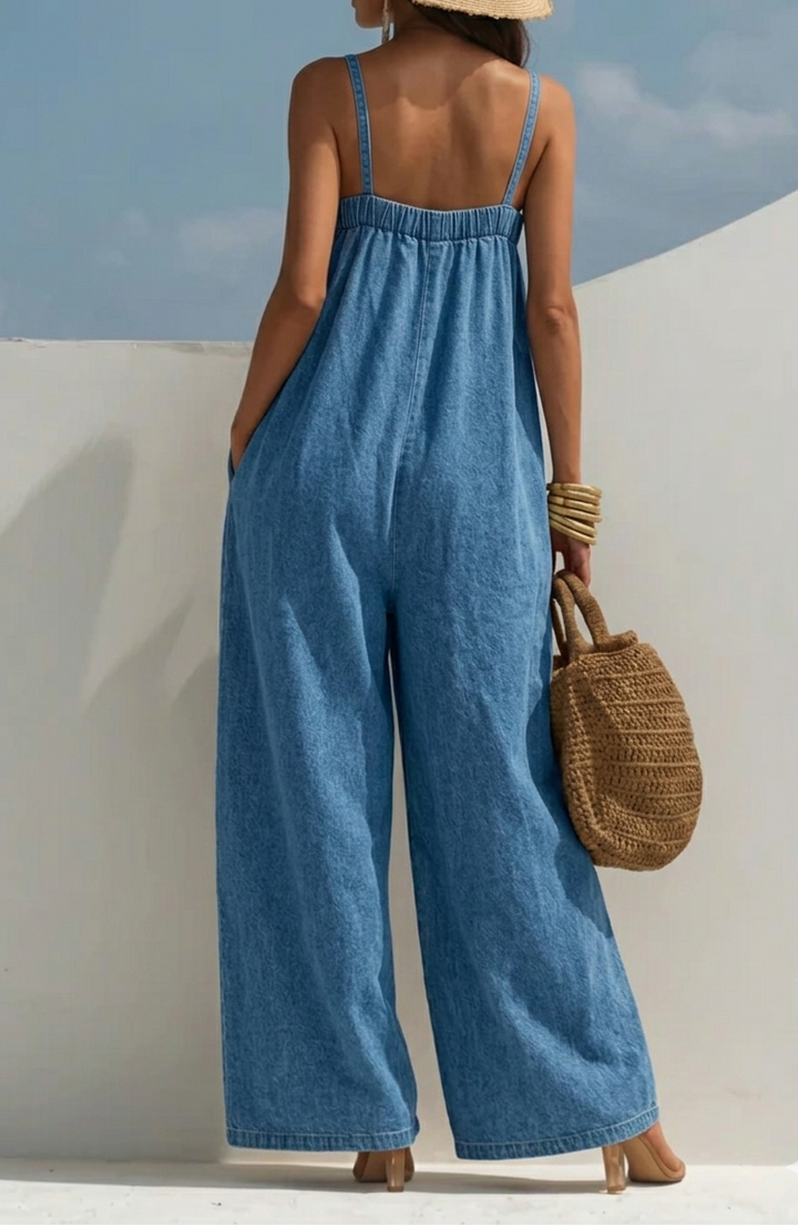 GABRIELLE | Combinaison en Jean Jambe Large