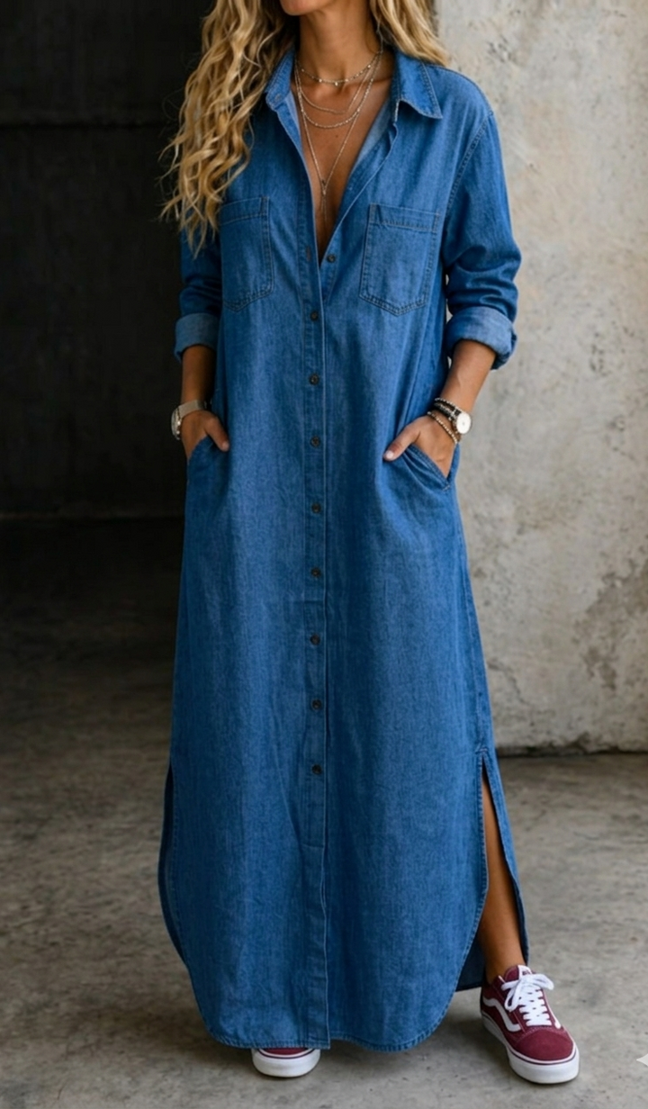NOÉMIE | Robe-Chemise en Jean Boutonnée