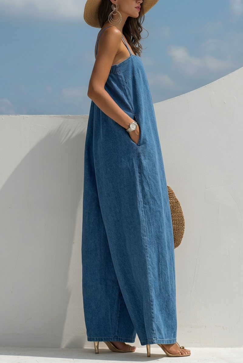 GABRIELLE | Combinaison en Jean Jambe Large