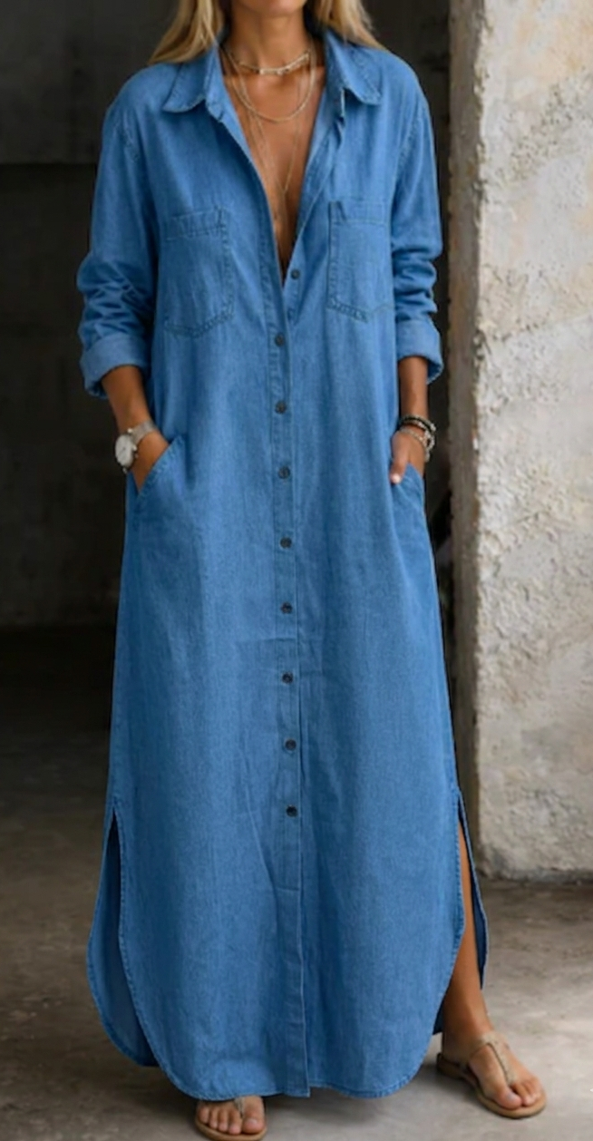 NOÉMIE | Robe-Chemise en Jean Boutonnée