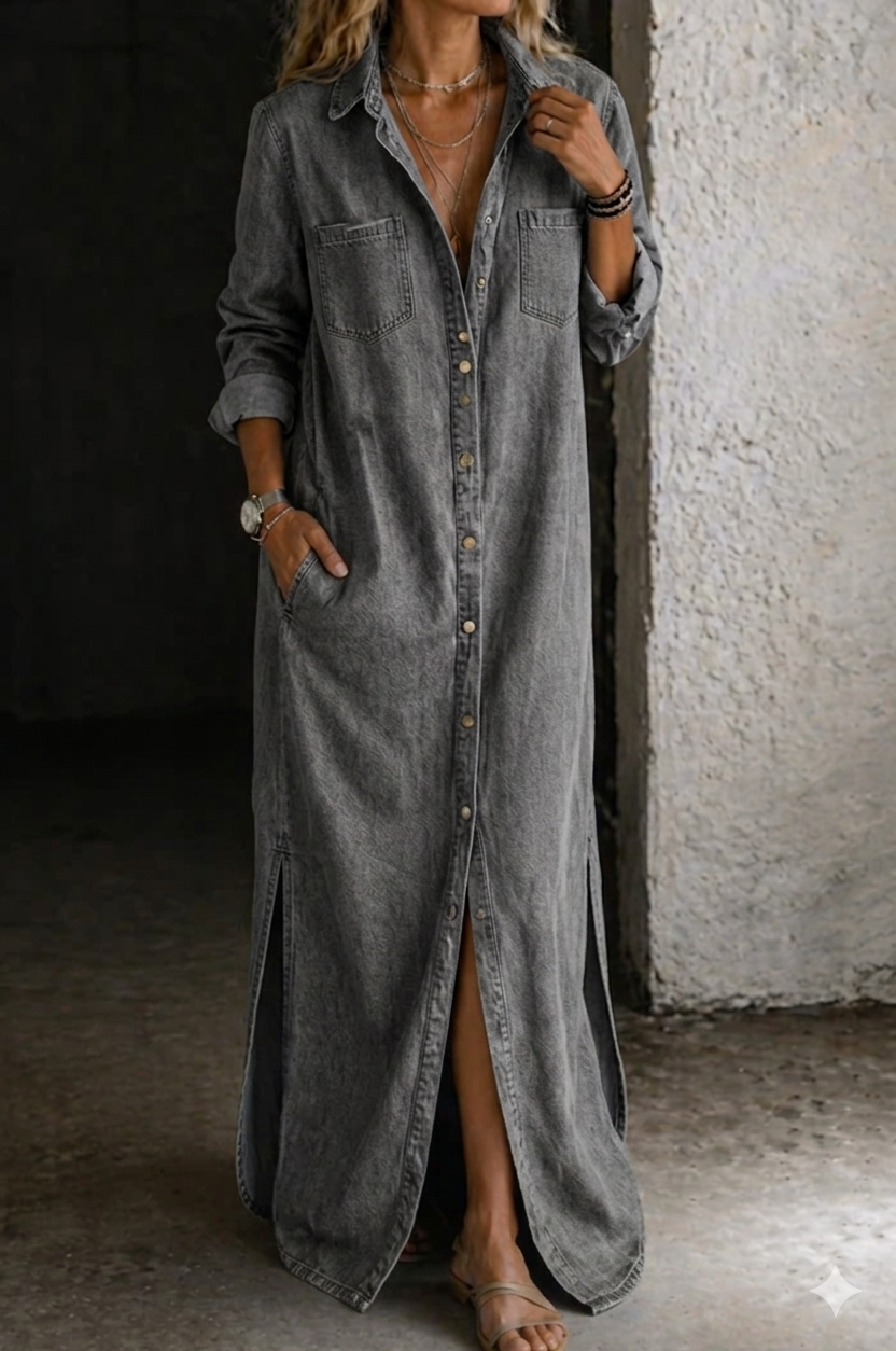 NOÉMIE | Robe-Chemise en Jean Boutonnée