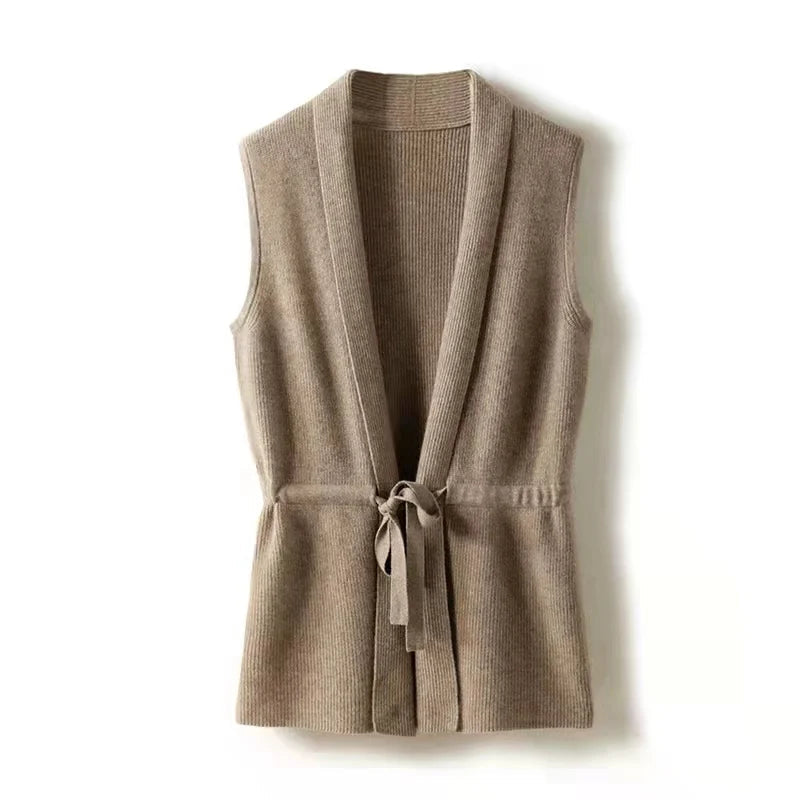 Nadine | Gilet en cachemire sans manches ceinturé