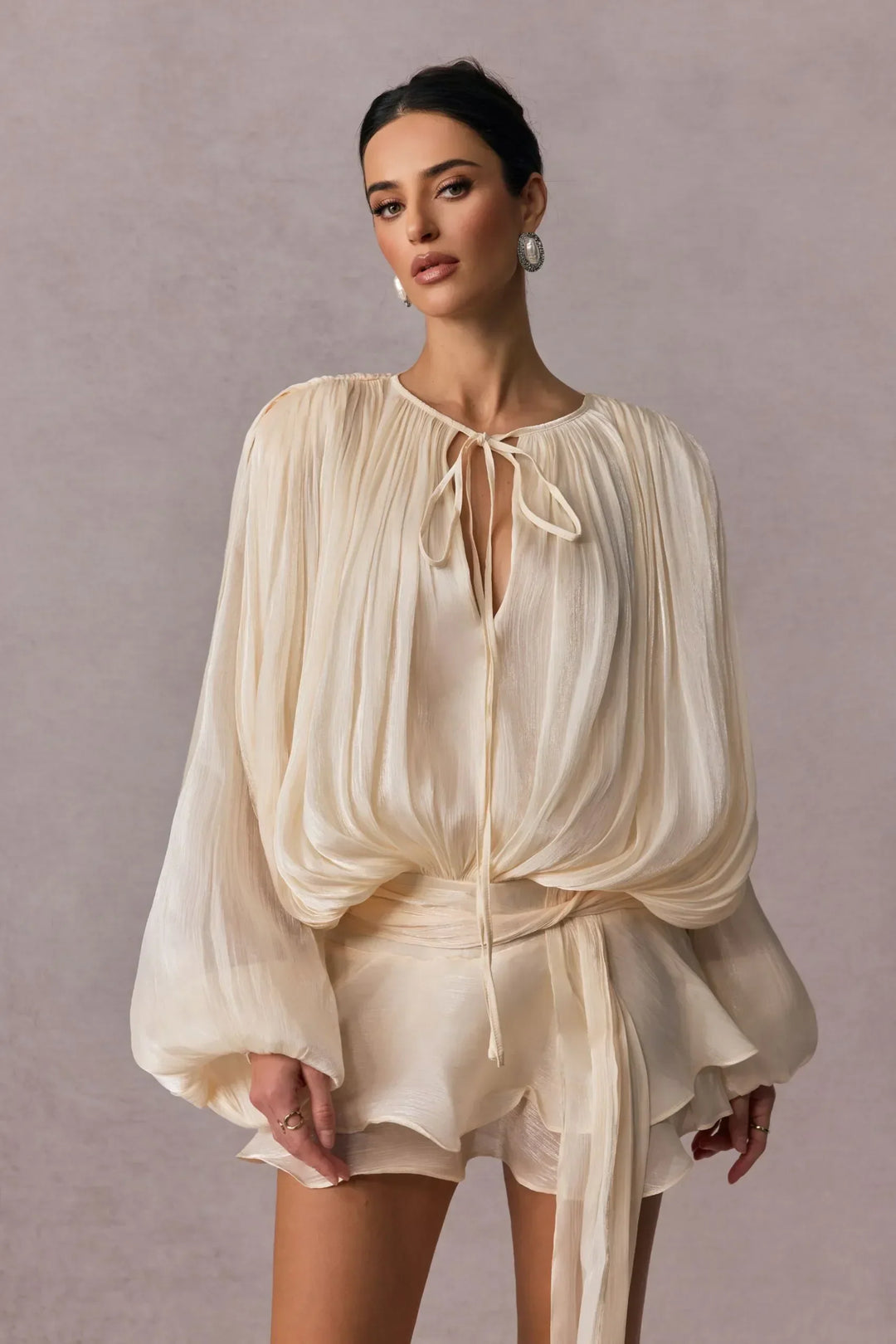 Camille Cannes | Robe Chemisier Évasée à Lacets