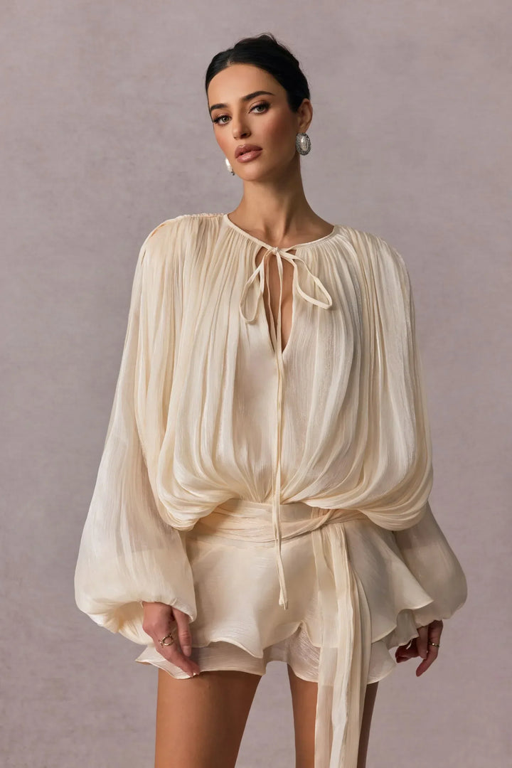 Camille Cannes | Robe Chemisier Évasée à Lacets