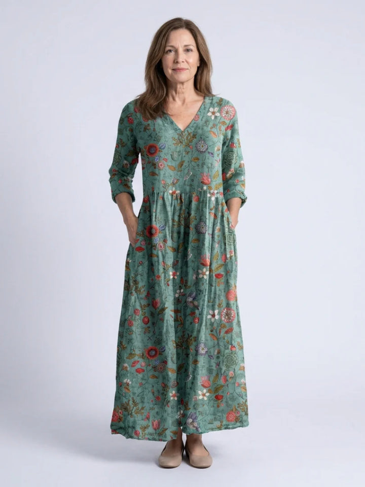 Camille | Robe longue florale en coton premium