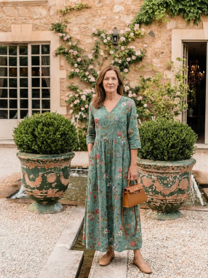 Camille | Robe longue florale en coton premium