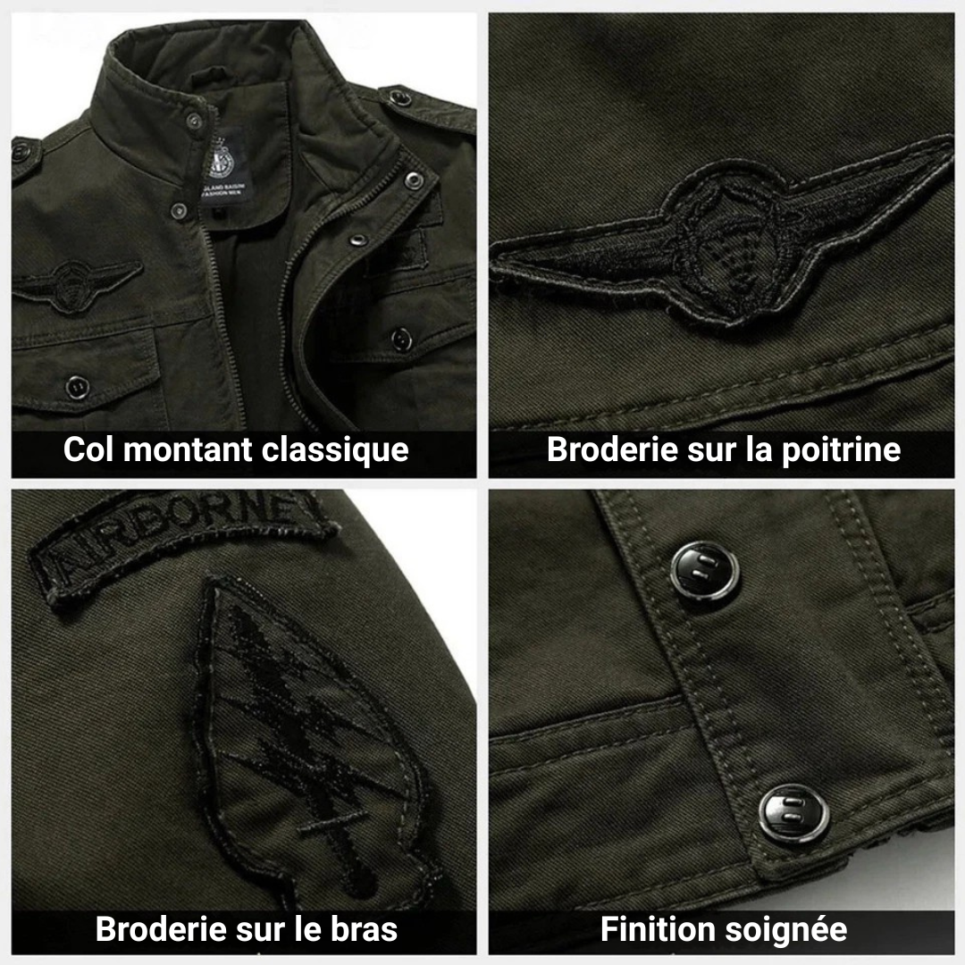 LAURENT | Veste field en toile de coton — col officier et quatre poches