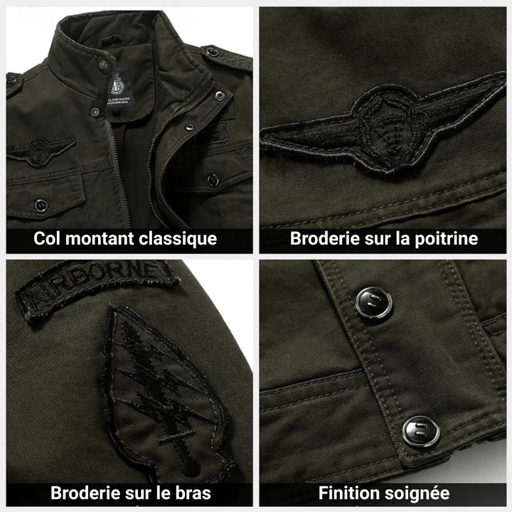 LAURENT | Veste field en toile de coton — col officier et quatre poches