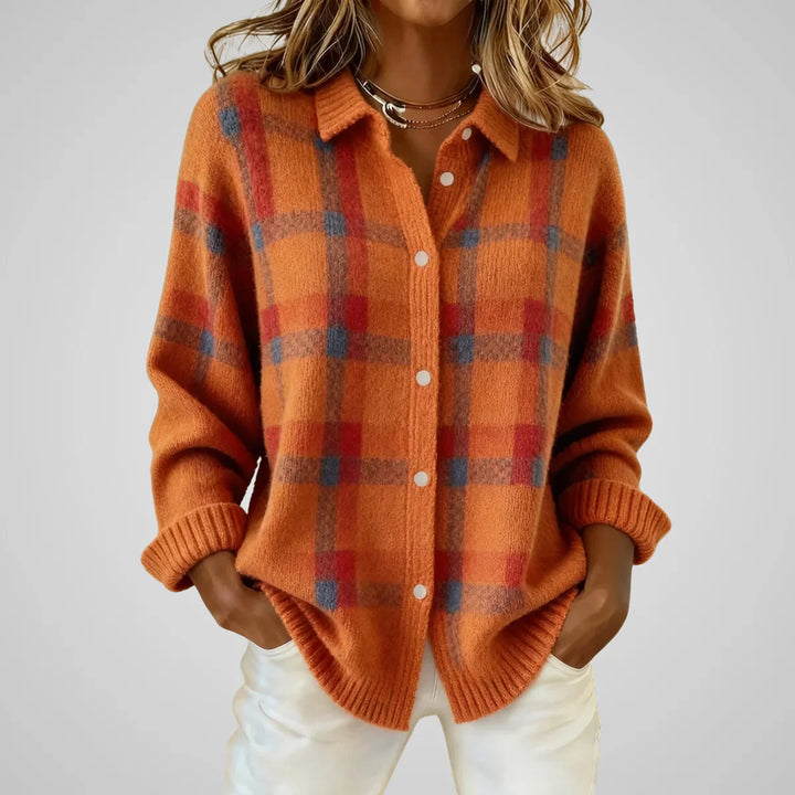 Anna | Cardigan en Tricot Doux à Carreaux