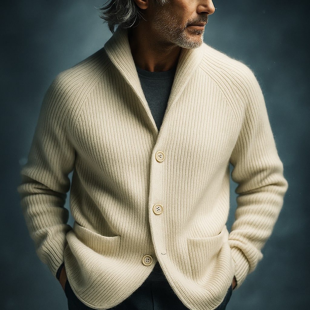 CARDIGAN EN LAINE CÔTELÉE POUR HOMME