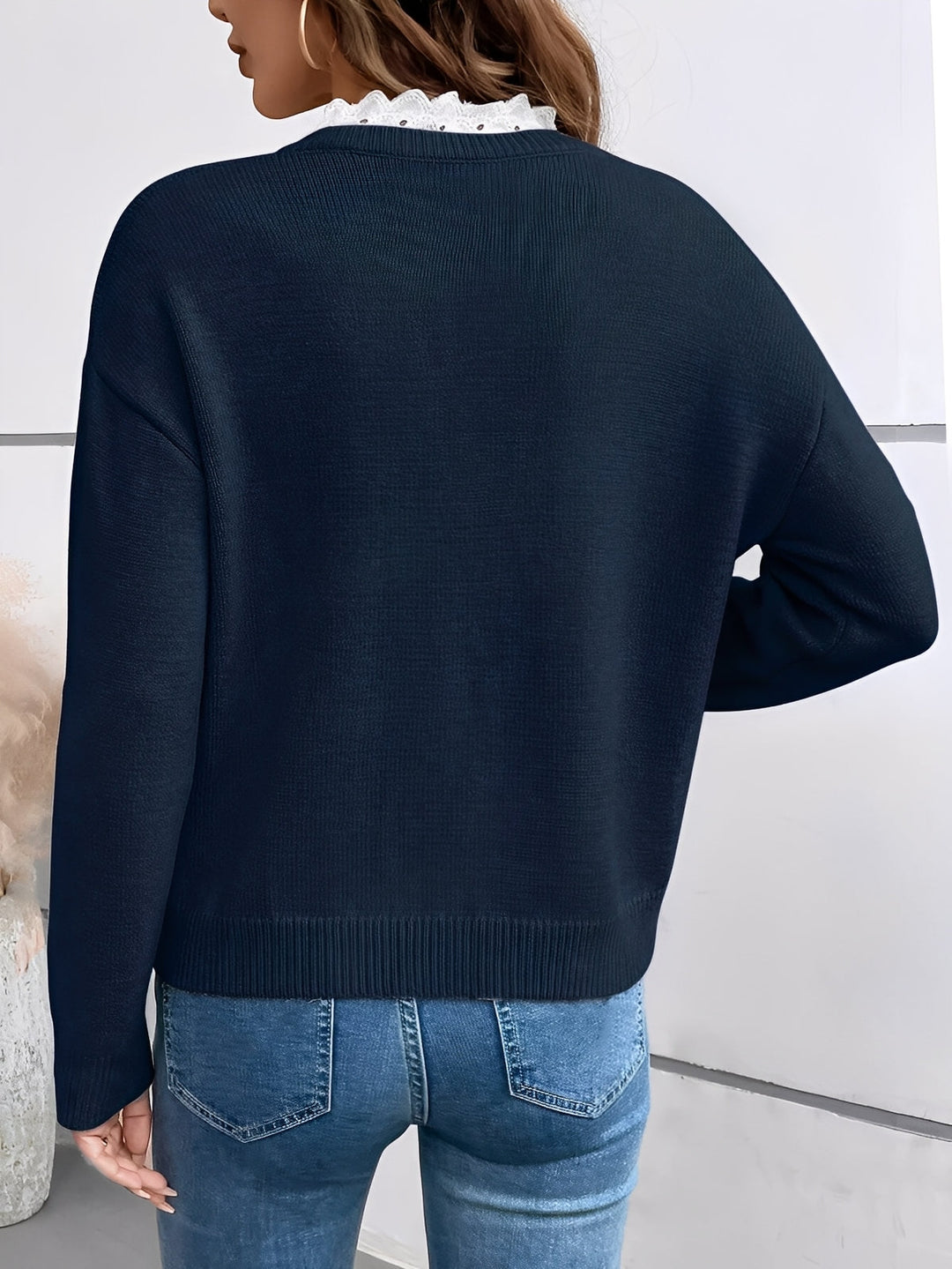 Céline | Pull en cachemire col dentelle
