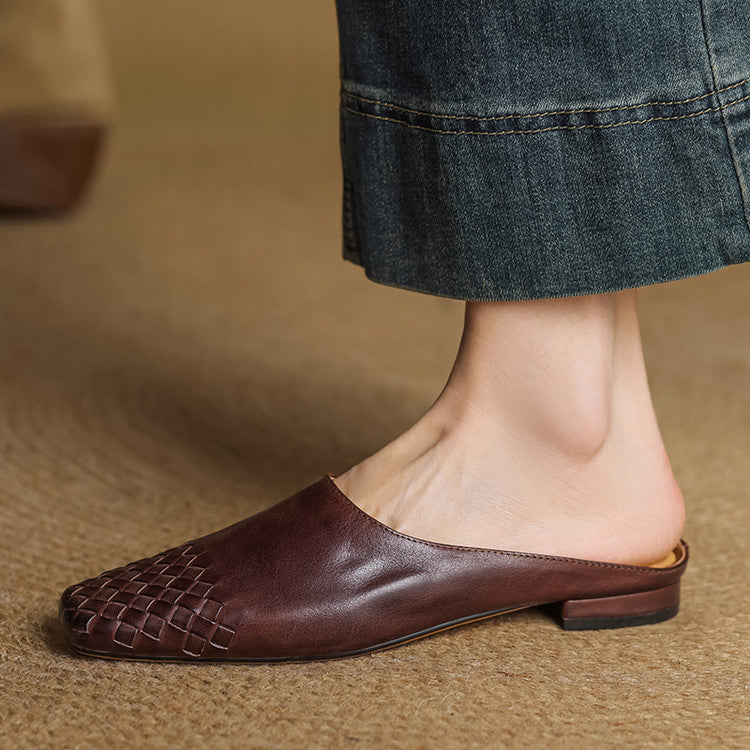 Camille | Mules en cuir tressé confort