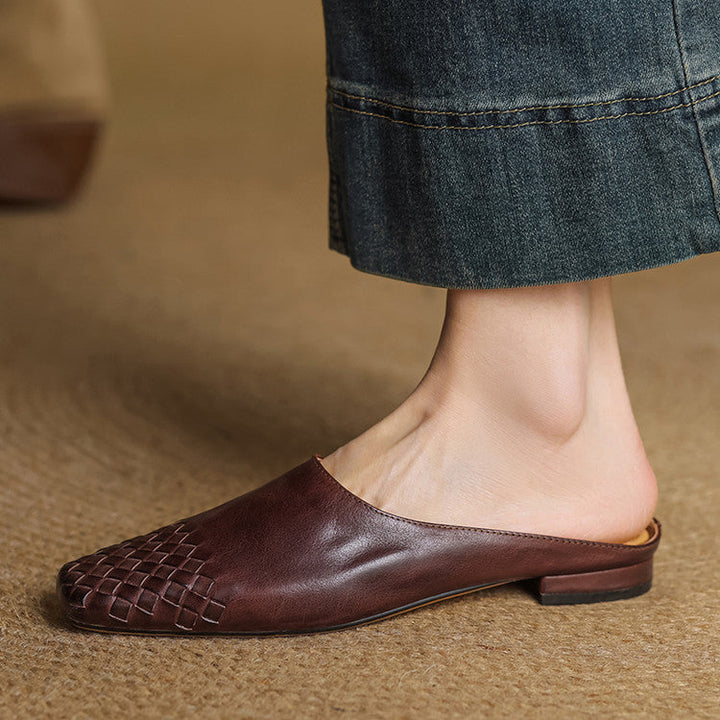 Camille | Mules en cuir tressé confort