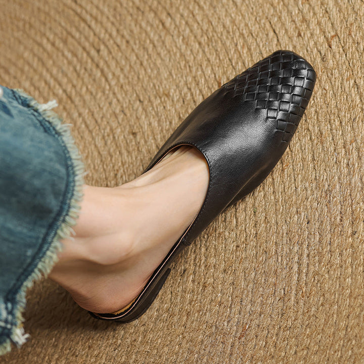 Camille | Mules en cuir tressé confort