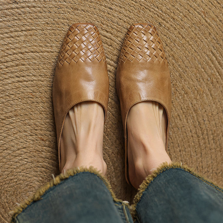 Camille | Mules en cuir tressé confort