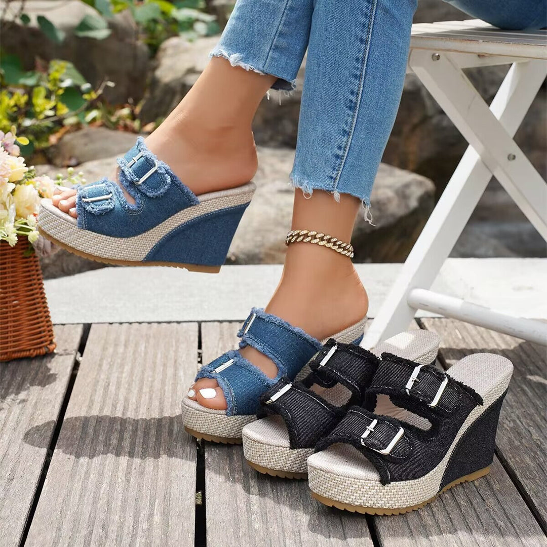 ÉDITH | Sandales Compensées en Cuir