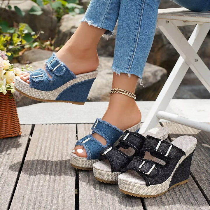 ÉDITH | Sandales Compensées en Cuir