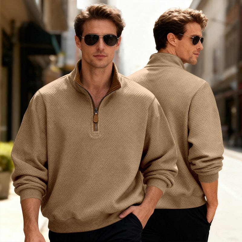PULL TEXTURÉ ZIPPÉ POUR HOMME