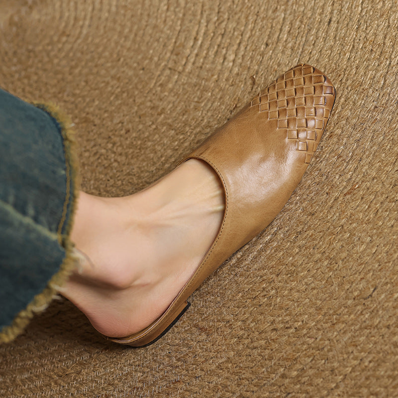 Camille | Mules en cuir tressé confort