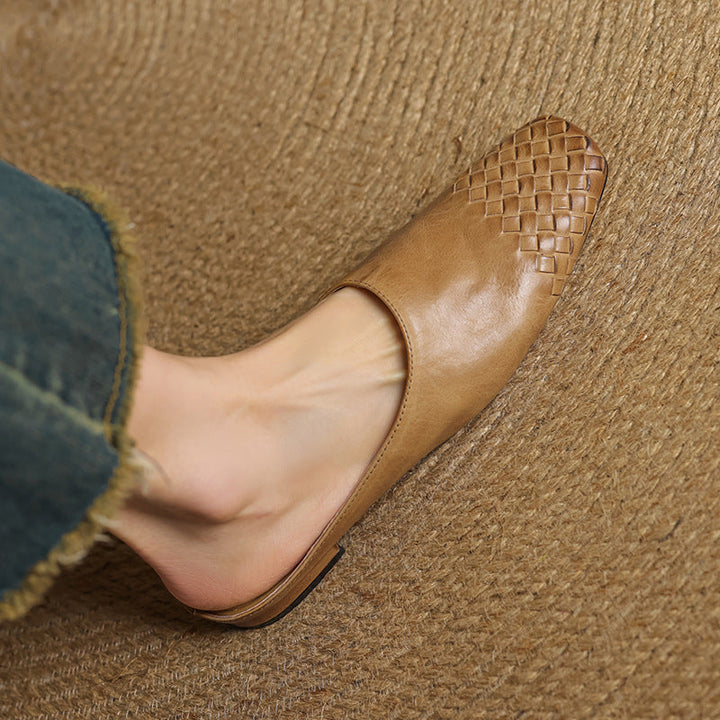 Camille | Mules en cuir tressé confort
