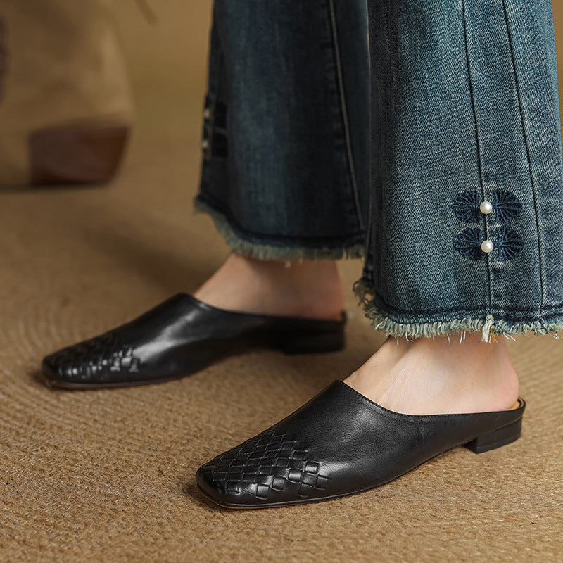 Camille | Mules en cuir tressé confort