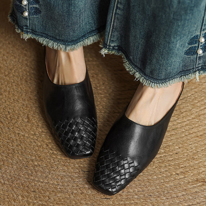 Camille | Mules en cuir tressé confort