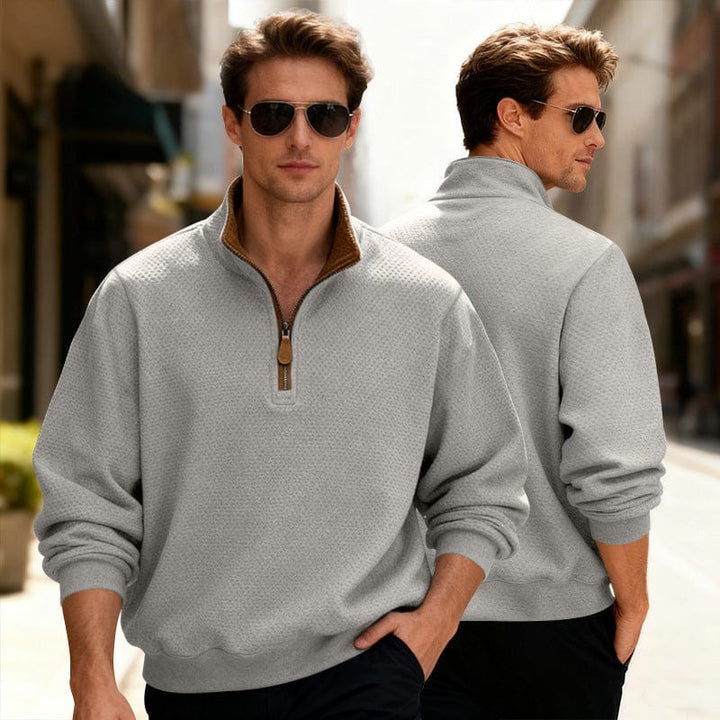 PULL TEXTURÉ ZIPPÉ POUR HOMME
