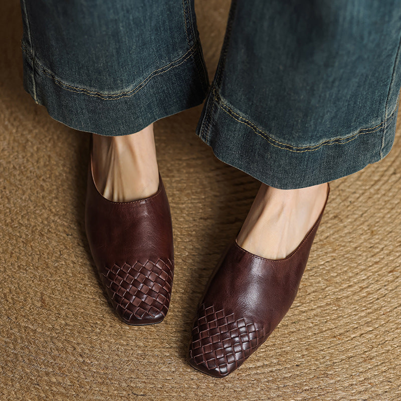 Camille | Mules en cuir tressé confort