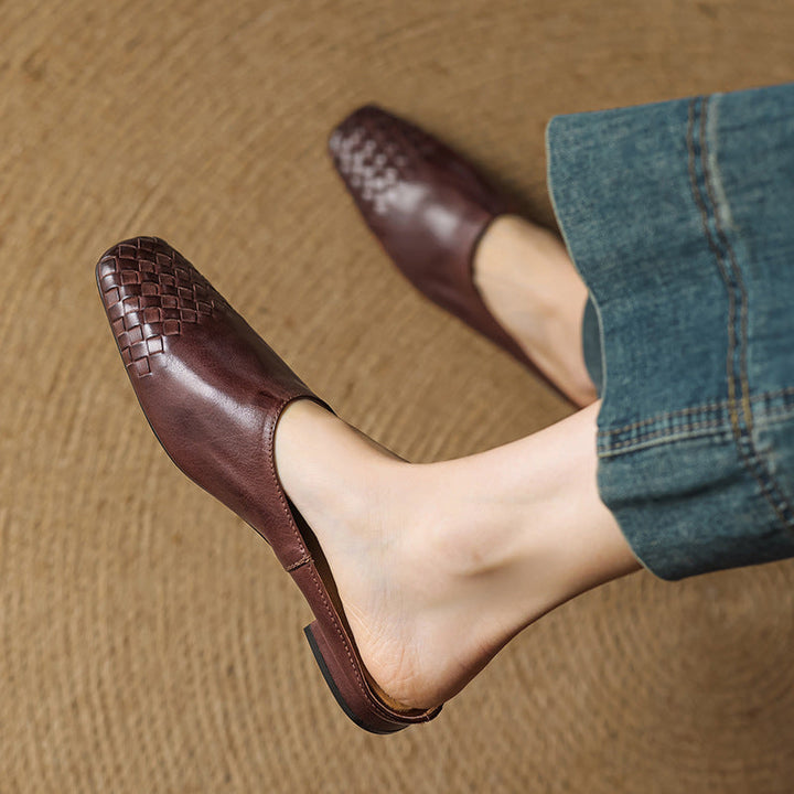 Camille | Mules en cuir tressé confort