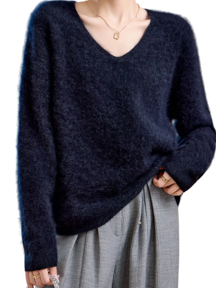 Claire | Pull cachemire brossé col V
