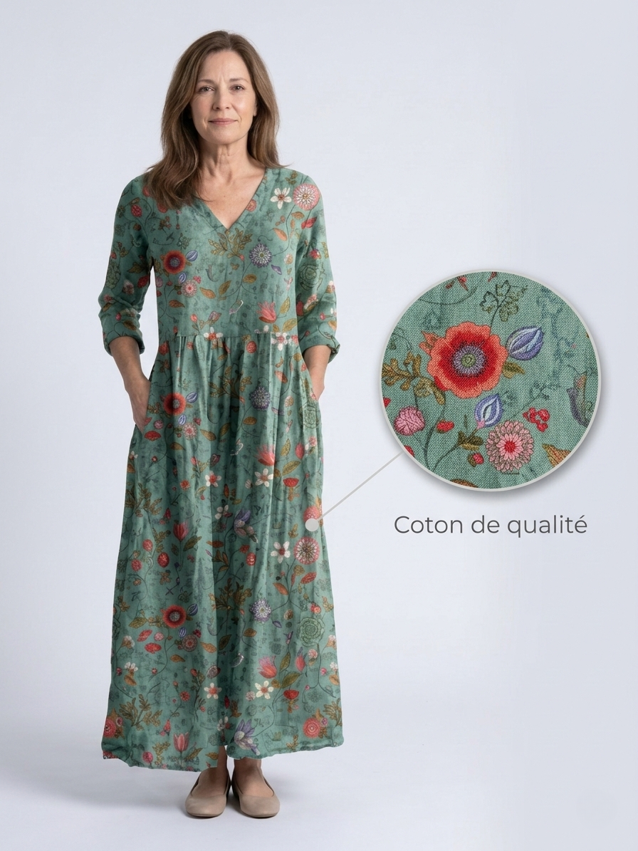 Camille | Robe longue florale en coton premium